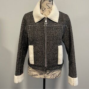Peoria Chic Tweed  Metallic Black and White Women's Biker Jacket